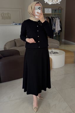 Siyah KUŞ DETAYLI HIRKA