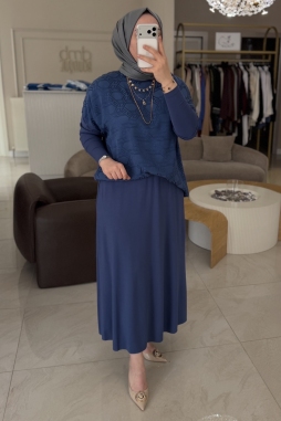 İndigo JAKAR DESENLİ BÜZGÜ ETEKLİ TAKIM 1058