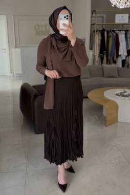 Kahverengi ŞAL DETAYLI A FORM TUNİK