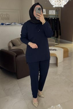 Lacivert BROŞLU PANTOLONLU TRİKO TAKIM 1353