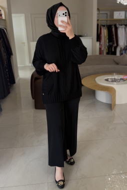 Siyah Ribanalı Tunik