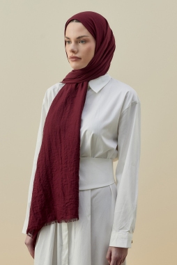 Merwish Bordo Soft Bambu Şal