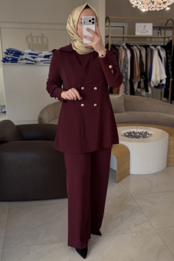 Bordo KRUVAZE KAPAMALI ZARİF TAKIM