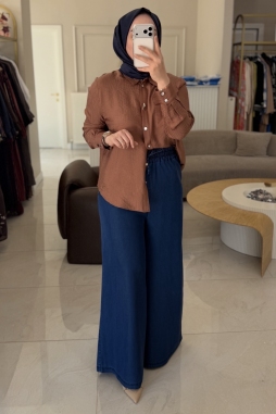 Camel Cep Detaylı Gömlek