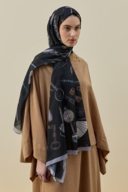 Siyah Luxe Minimal Şal 2614