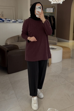 Bordo TENSEL KUMAŞ BLUZ