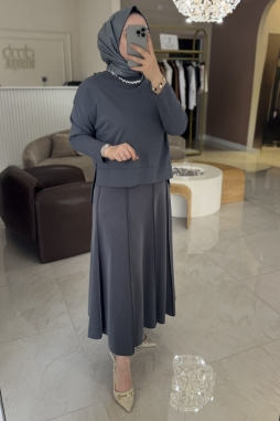 Lacivert SAFİR PARÇALI ÇAN ETEK