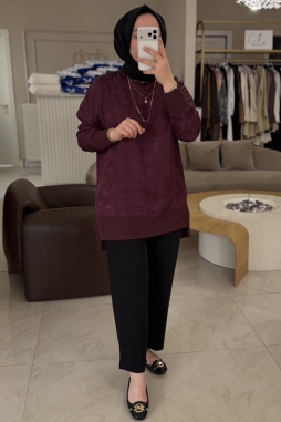 Bordo TRİKO MİXLİ KUPRA TUNİK