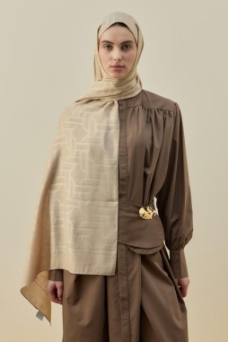 Merwish Bej Oriantal Elegance Şal 2602