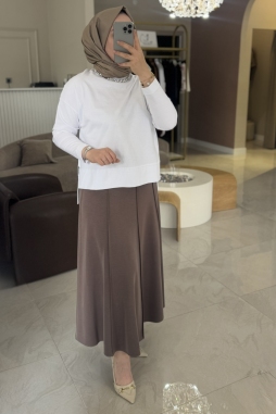 Kahverengi SAFİR PARÇALI ÇAN ETEK