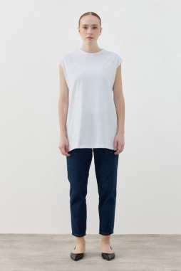 Merwish Beyaz Kolsuz Tshirt 1810
