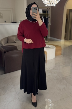 Siyah SAFİR PARÇALI ÇAN ETEK
