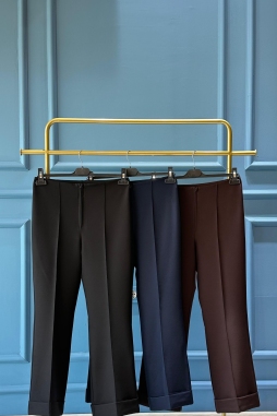Lacivert broom paçası duble pantolon 