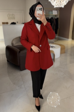 Kırmızı YÜN İÇERİKLİ CEKET