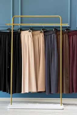 Siyah PİLELİ GENİŞ PAÇA PANTOLON