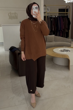 Kahverengi VENÜS PİLELİ DÜĞMELİ PANTOLON