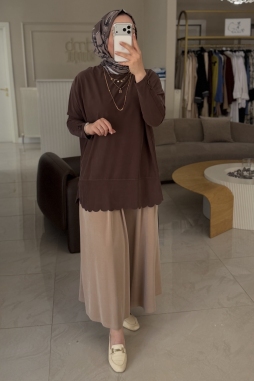Kahverengi Oversize Tunik
