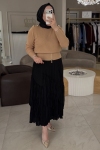 Ghisa Camel Omzu Düğmeli Fermuar Detaylı Bluz