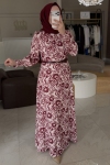 Esswaap Bordo Desenli Elbise 3509