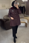 Selinada Bordo 4205 Bordo Kürk Detay Kap