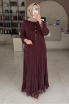 Lıssmore Bordo Kolu Ve Eteği Dantel Detaylı Elbise