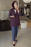 Tıg Trıko Bordo Denim Kombinli Pantolonlu Takım