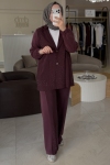 Tıg Trıko Bordo Taş Detaylı Dokuma Ve Örme Mixli Takım