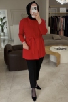 Merwish Kırmızı Yan Düğme Hırka 1789