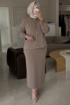 Tıg Trıko Camel Nervür Detay Etek Takım