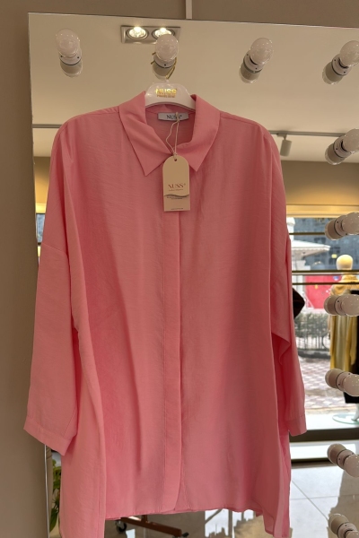 Nuss Şeker Pembe Tensel Rahat Gömlek-3001