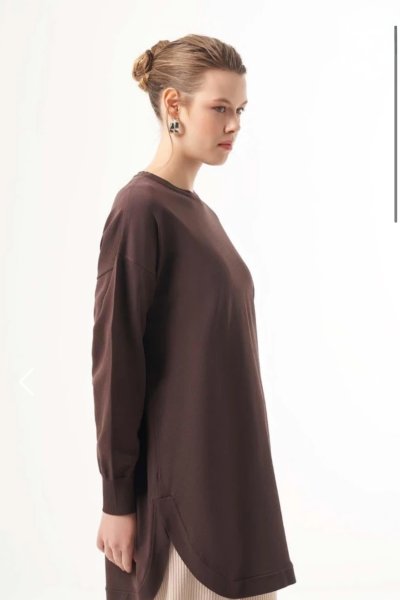 Kahverengi Oval Kesim Tunik-1200