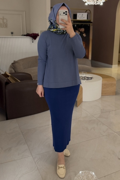 Nuss Mavi Triko Kalem Etek - 013