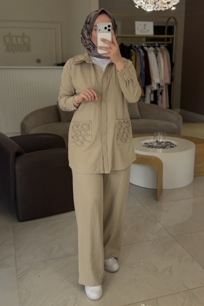 Jenne Premium Taş Çift Yakalı İncili Takım 1012