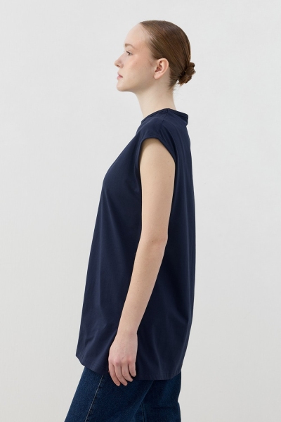 Merwish Lacivert Kolsuz Tshirt 1810