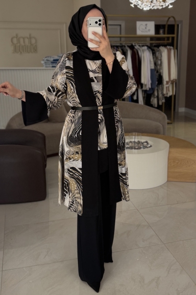 Esswaap Karışık Desenli Komino Tunik Pantolon Takım