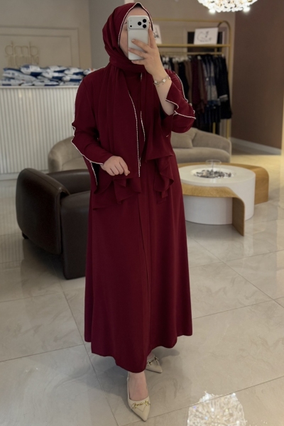 Nuraa Collections Bordo Anora Abaya