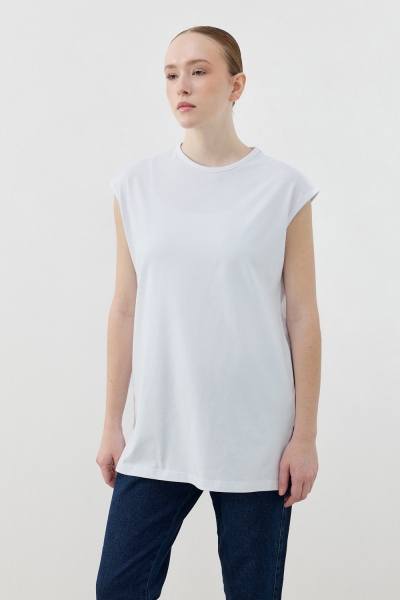 Merwish Beyaz Kolsuz Tshirt 1810