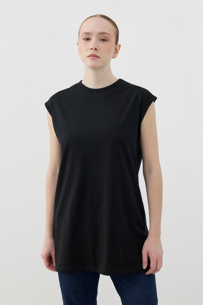 Merwish Siyah Kolsuz Tshirt 1810