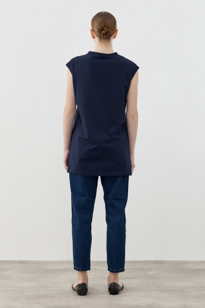 Merwish Lacivert Kolsuz Tshirt 1810