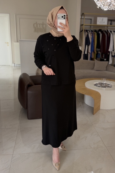 Nuss Siyah Pullu Etekli Takım 1078